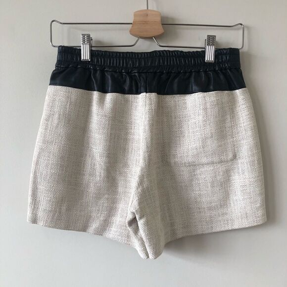 A.l.c. Leather-Trimmed Linen Coated Shorts - Picture 3 of 10